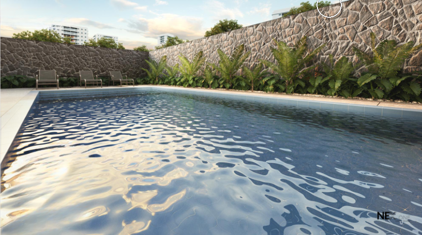 Piscina com solário integrado